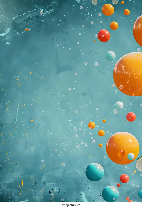 Abstract Colorful Spheres on Blue Background