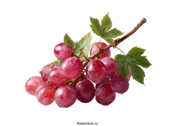 [Transparent Background PNG]Fresh Red Grapes Cluster Close-up