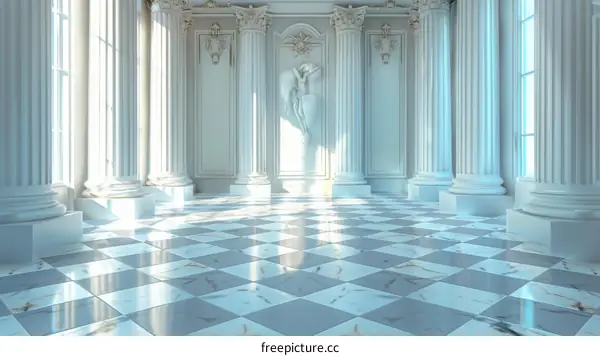 Grand Marble Hallway with Architectural Detail