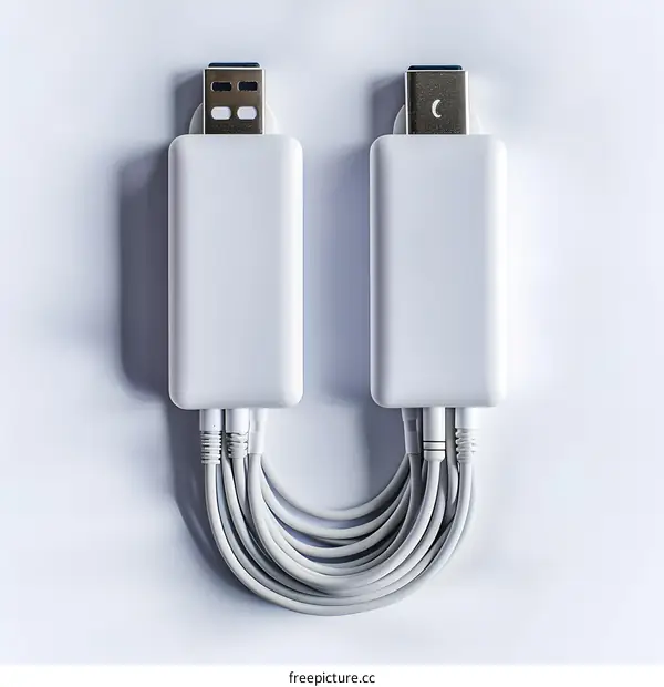 A pair of white USB-C adapters with cables