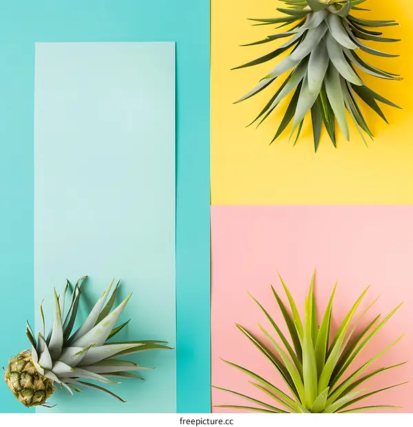Tropical Pineapple Fruit Minimalist Flat Lay Photography
