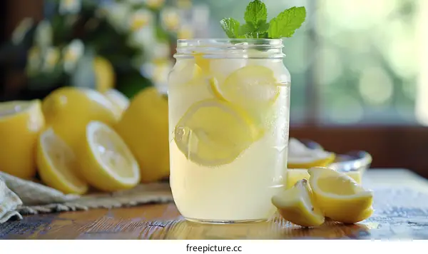 Lemonade in a Jar on a Table