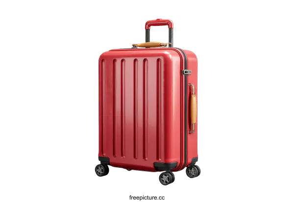[Transparent Background PNG]Red Suitcase for Travel or Business Trip
