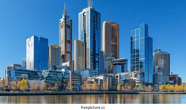 Melbourne City Skyline with Modern Architecture