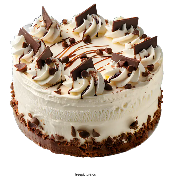 [Transparent Background PNG]Delicious chocolate chip ice cream cake