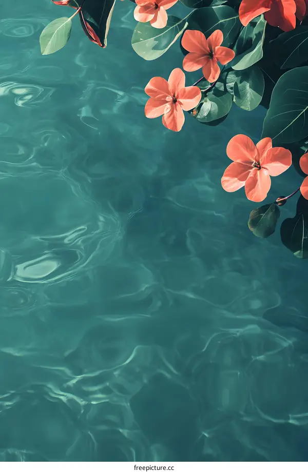 Tropical Flowers Floating on Turquoise Water