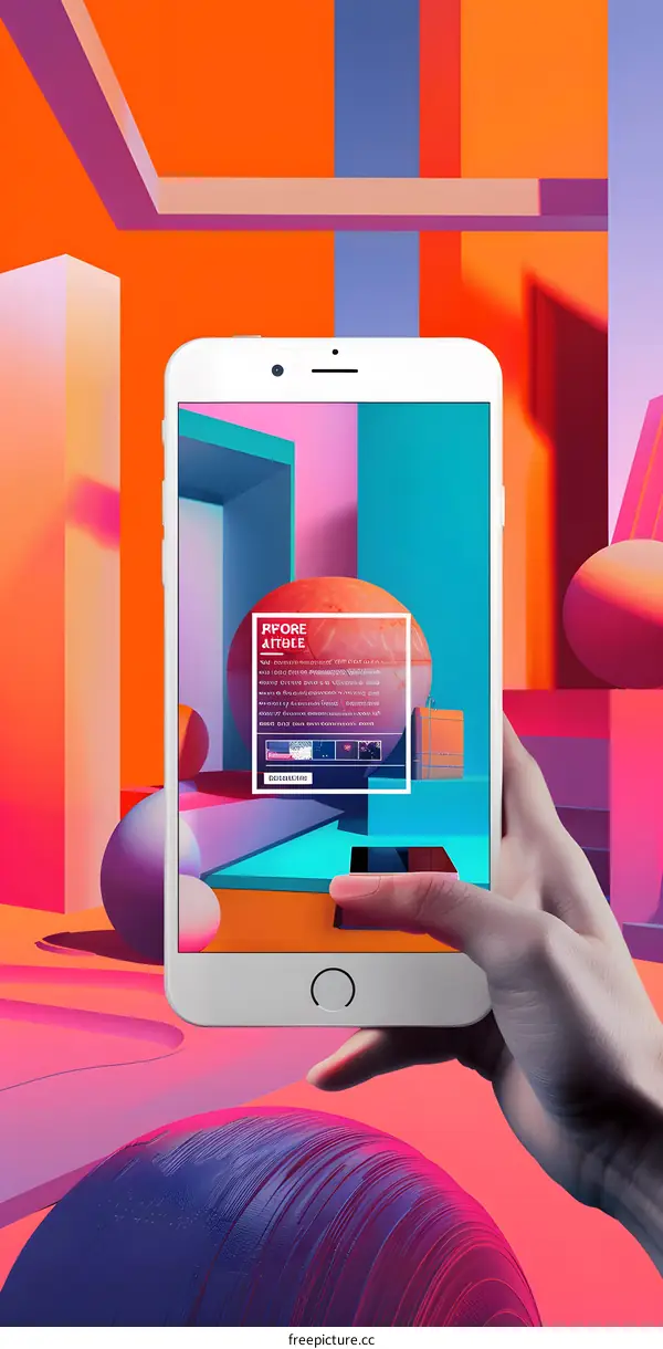 Hand Holding Smartphone With Abstract Background