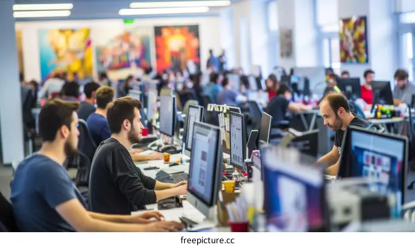 An image of a group of people working in an office