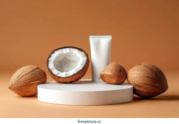 Coconut Product Display with Modern Minimalist Design