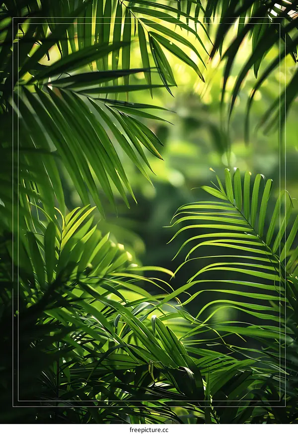 Green Palm Leaves in Sunlight