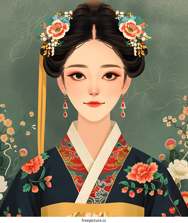 Portrait of a young woman in traditional Chinese clothing
