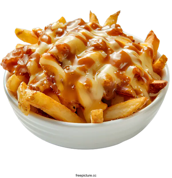 [Transparent Background PNG]French Fries with Cheese and Gravy in a Bowl