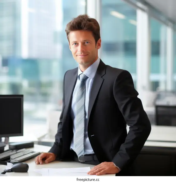 Businessman in suit standing in office