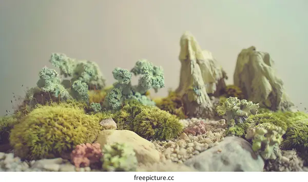 Close Up Of Green Moss And Rocks