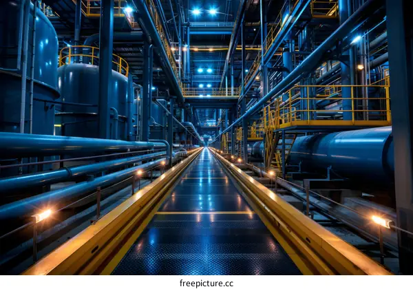 Blue Factory Interior Corridors