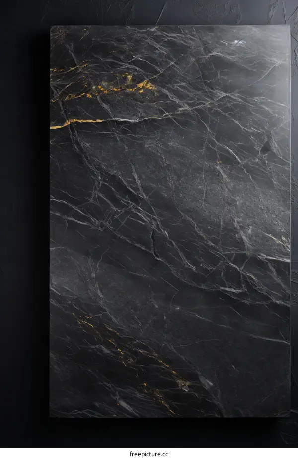 Black marble texture with golden veins