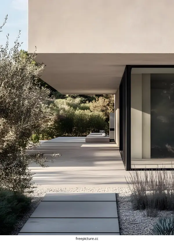 Minimalist Modern House Patio Design with Greenery