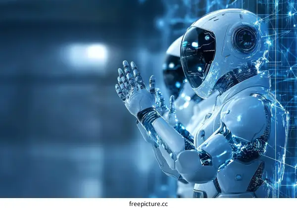 Futuristic Robots in a Technological Setting