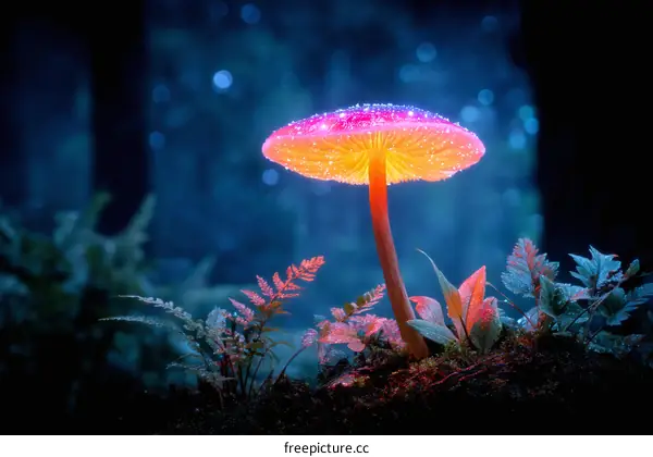 Glowing Mushroom in Enchanting Forest