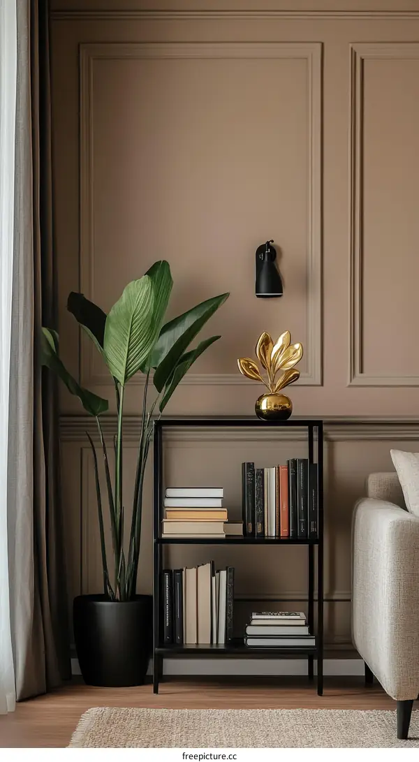 Modern Minimalist Bookshelf in a Stylish Living Room