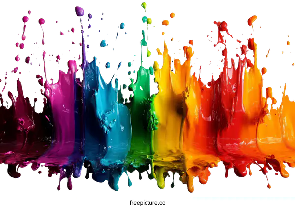 [Transparent Background PNG]Colorful Paint Splashes Abstract Art