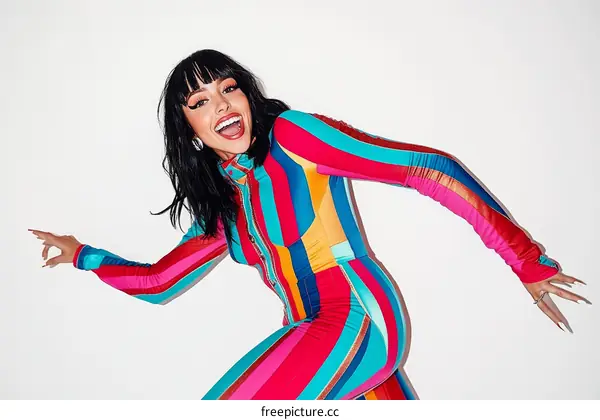 Vibrant Colorful Striped Fashion Portrait