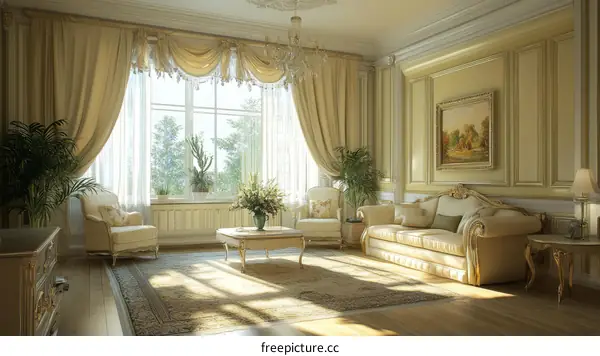 Elegant Living Room Interior Design Illustration