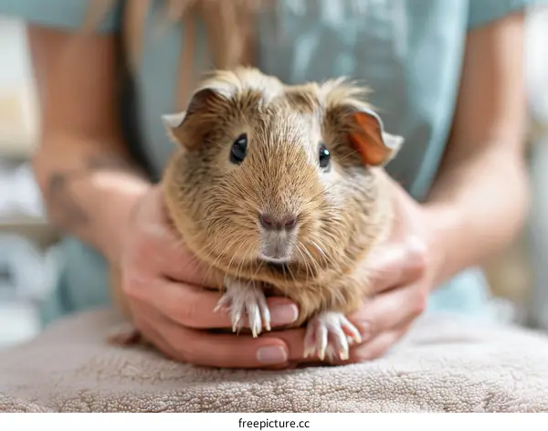 Brown Guinea Pig Held in Hands