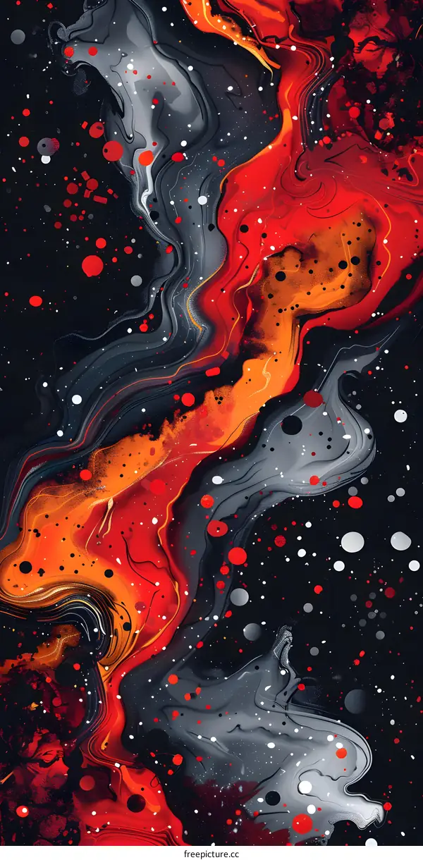 Abstract Red Black and White Fluid Art