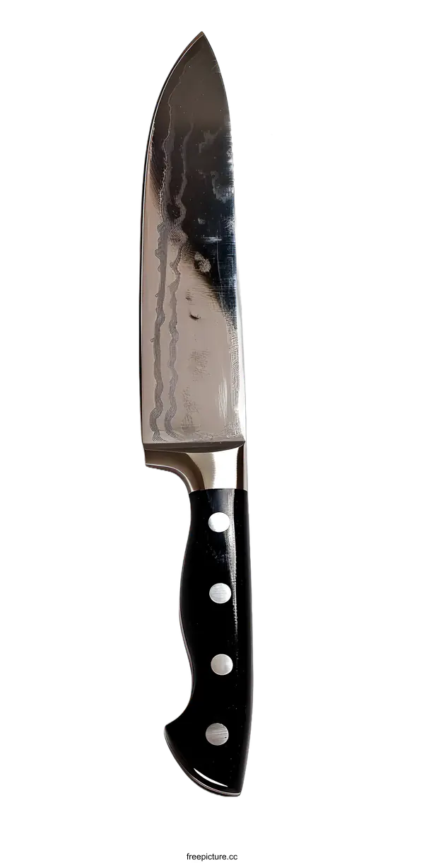 [Transparent Background PNG]Stainless Steel Kitchen Knife with Black Handle