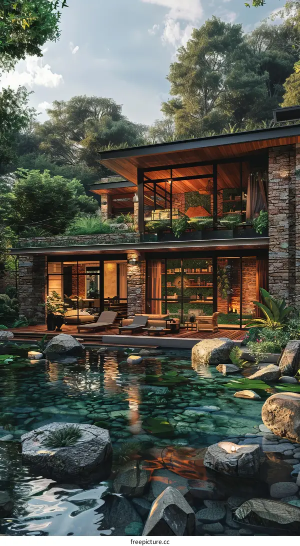 Modern luxury house with natural elements