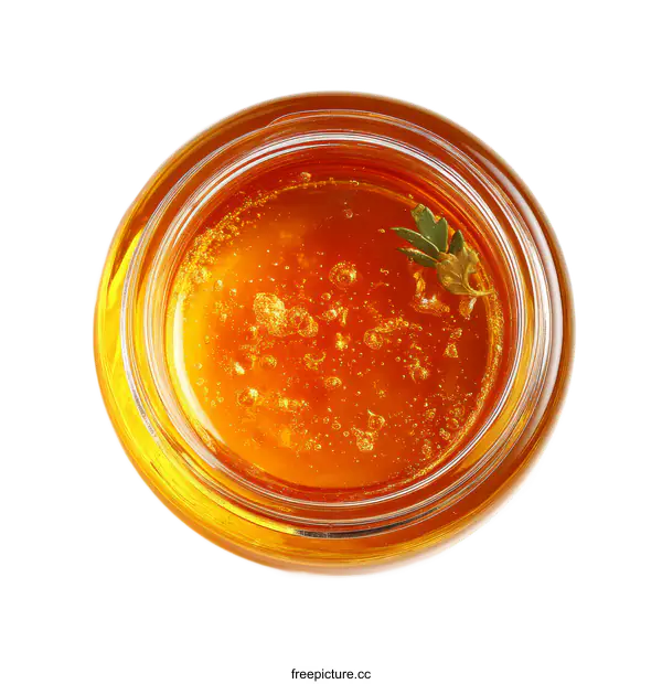 [Transparent Background PNG]Golden Honey Glaze in a Glass Jar