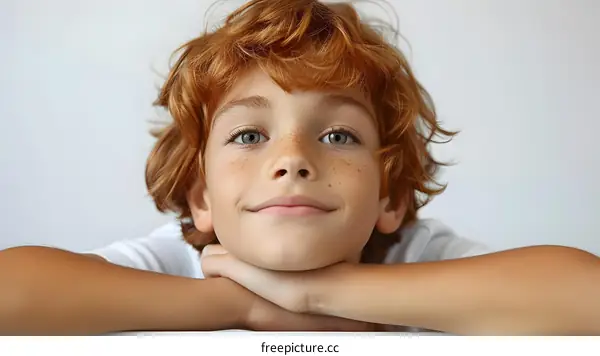 Portrait of a happy redheaded boy