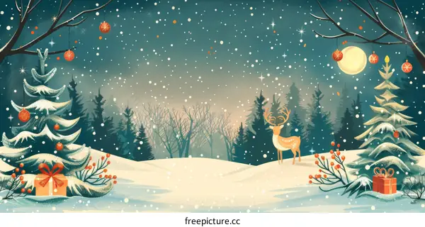 Enchanted Christmas Eve in a Snowy Forest
