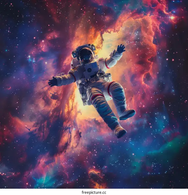 Astronaut in a colorful nebula