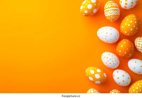 Easter Eggs Decorated in Orange and White