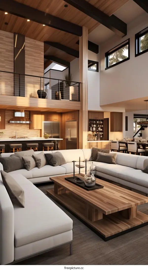 Bright and Airy Living Room With Wood Accents