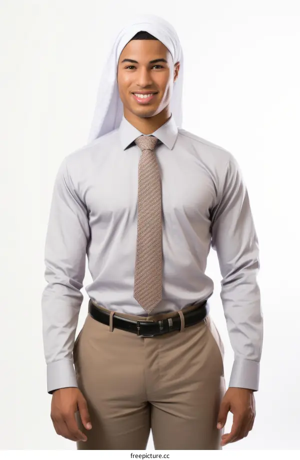 A young Emirati man wearing a ghutra with an agal to hold it on his head