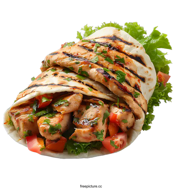 [Transparent Background PNG]Chicken shawarma with vegetables