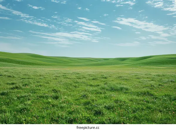 Vast Grasslands under a Blue Sky