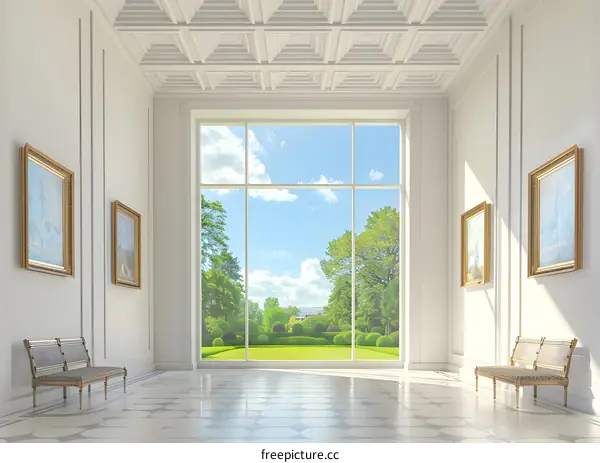 White Room With Large Window and Garden View