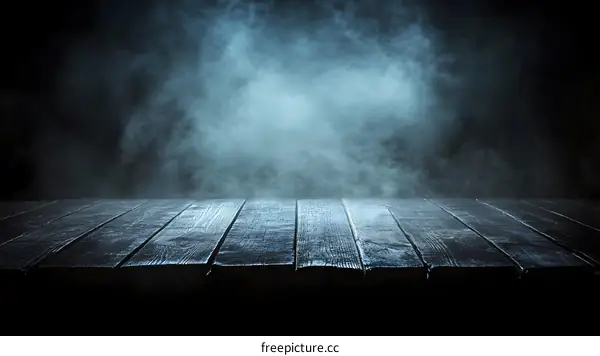 Dark Wooden Table With Smoke Background