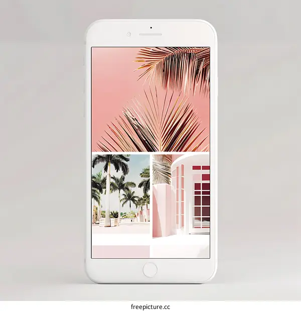 Pink Palm Trees on a Phone Screen