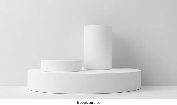 Abstract White Geometric Shapes Display