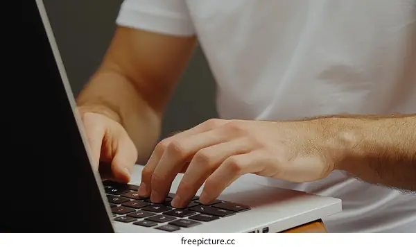 Man Working on a Laptop Computer