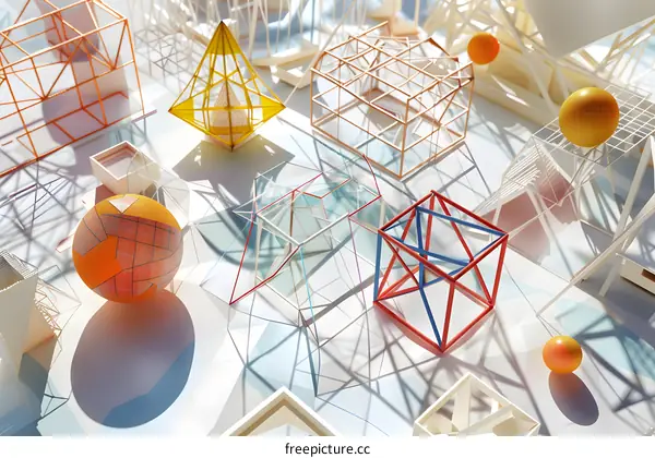 Abstract Geometric Shapes with Light and Shadow