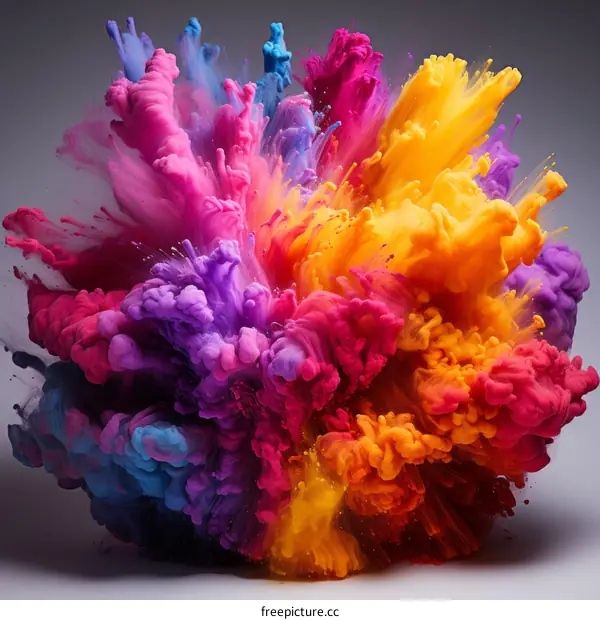Colorful powder explosion on white background
