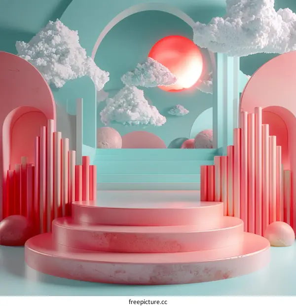 Abstract Pastel Geometric 3D Display Stage