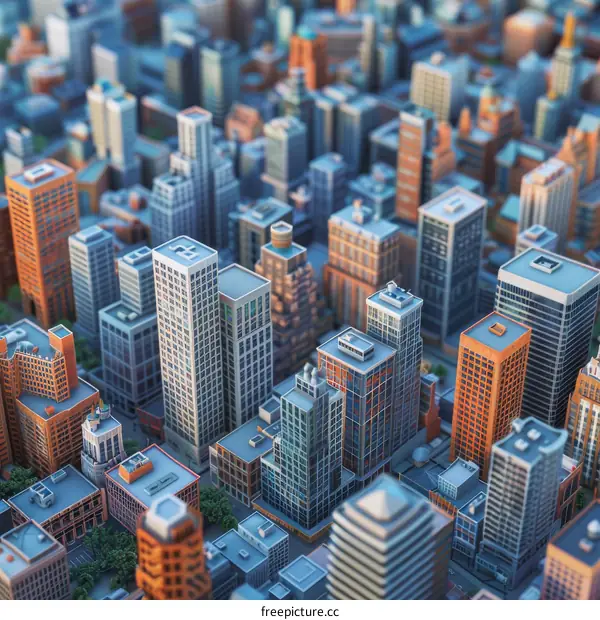 Miniature Cityscape with Skyscrapers