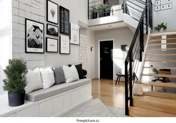 Modern Scandinavian Entryway with Stylish Decor